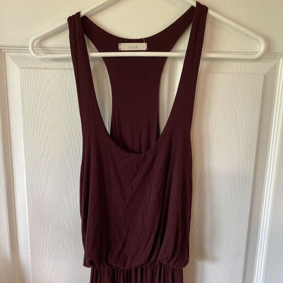Lush Maxi Dress Sleeveless Surplice Neckline Pleated Plum Deep V Neck Purple S - Picture 3 of 11